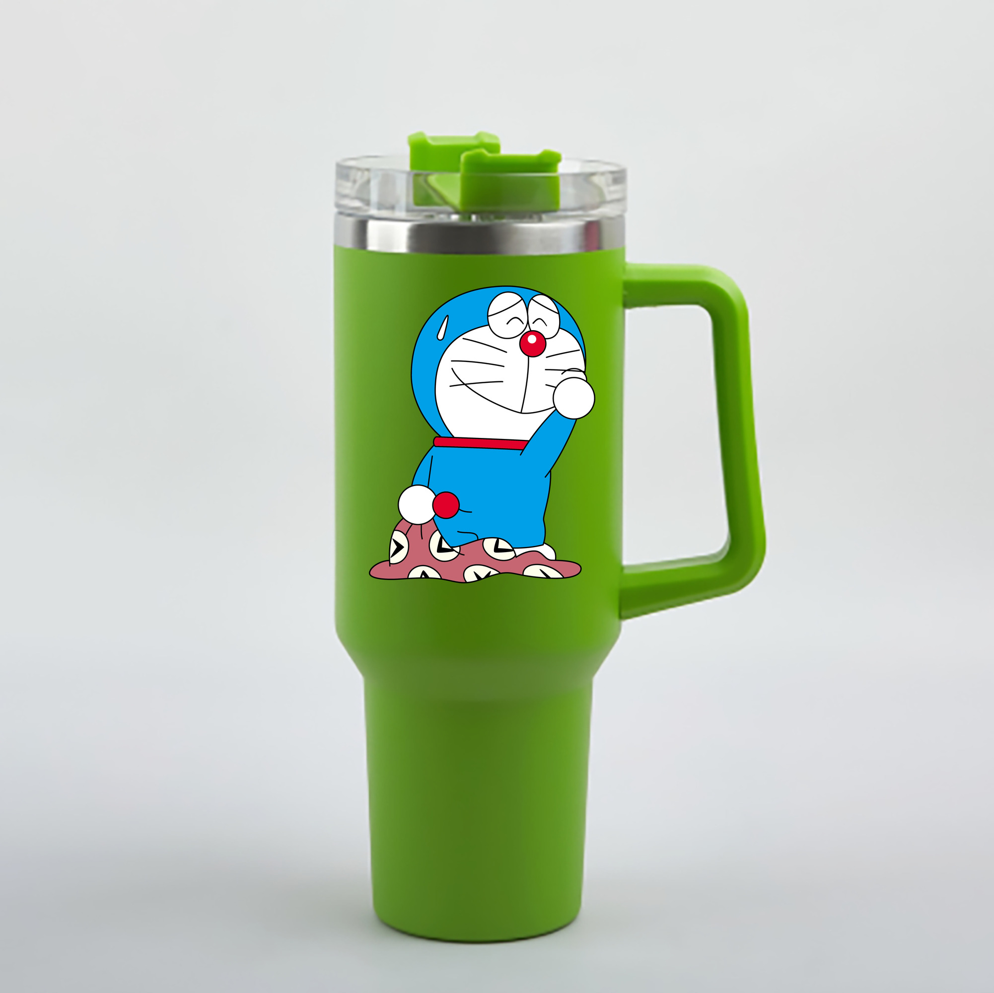 （画像用） ドラえもん Doraemon 1200mL車用タンブラー - クリスタルステッカー（プラスチックストロー付き）